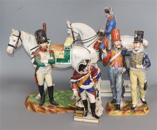 Four Continental porcelain military figures, late 19th/early 20th century